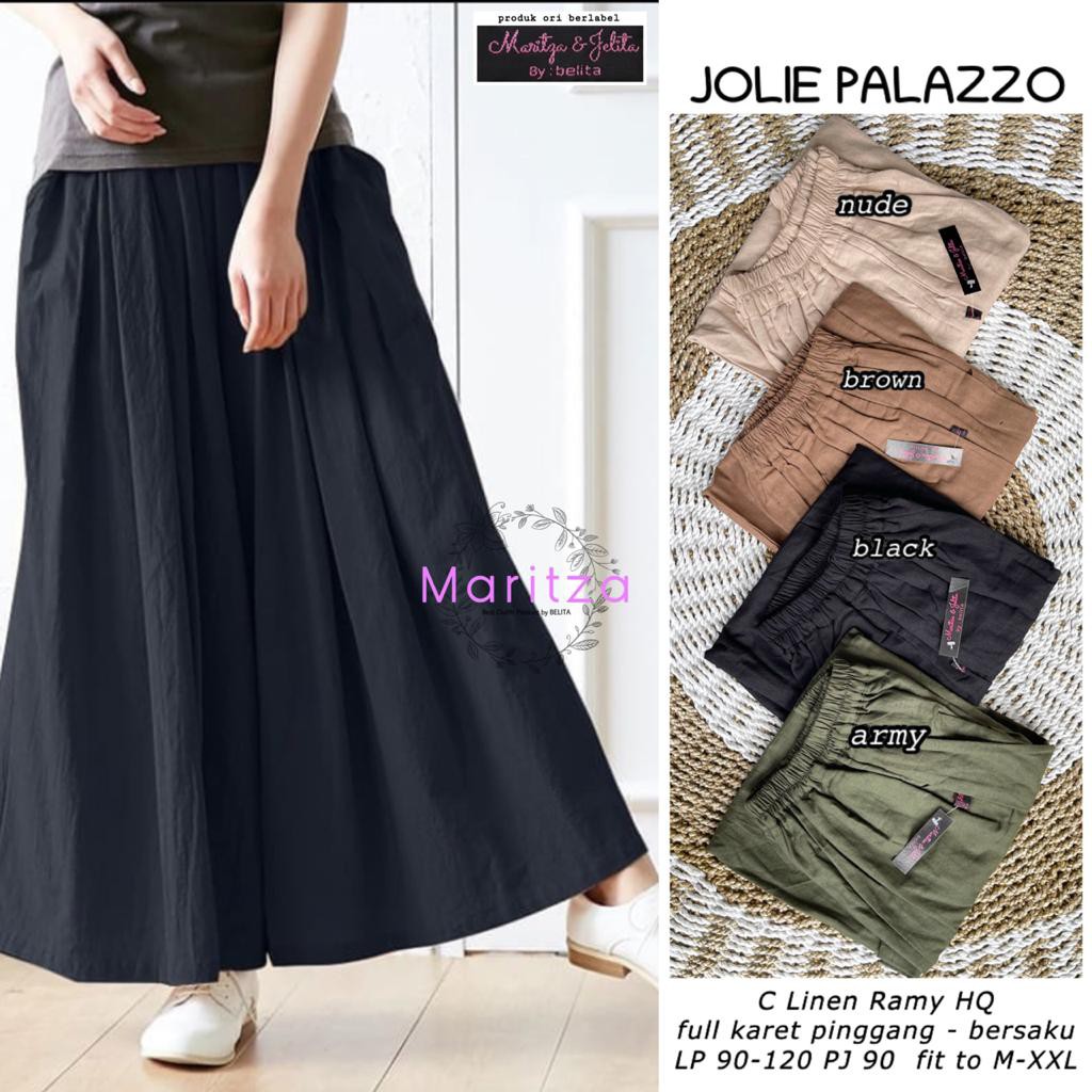 jolie palazzo - celana ori solo - maritza - linen ramy hq - terbaru