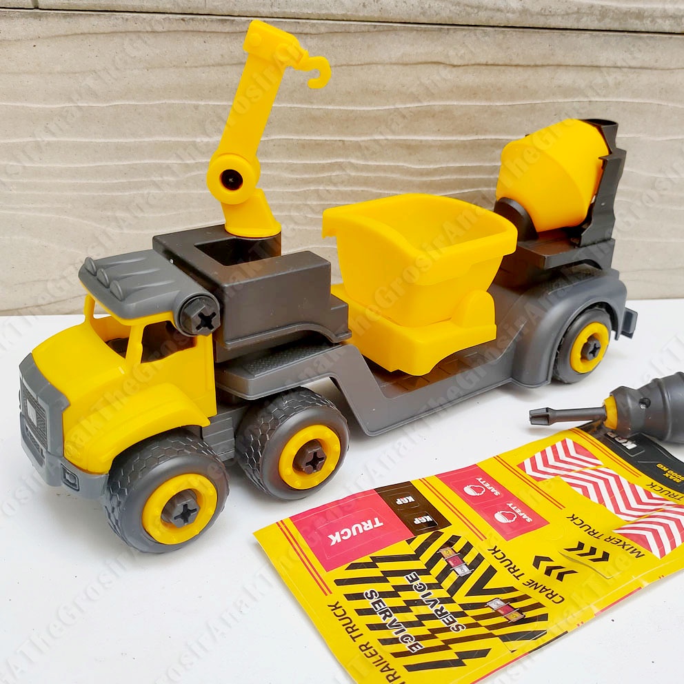 DIY Mekanik Cilik Truk Konstruksi &amp; Sanitasi Puzzle Bongkar Pasang Construction Dump Garbage Truck