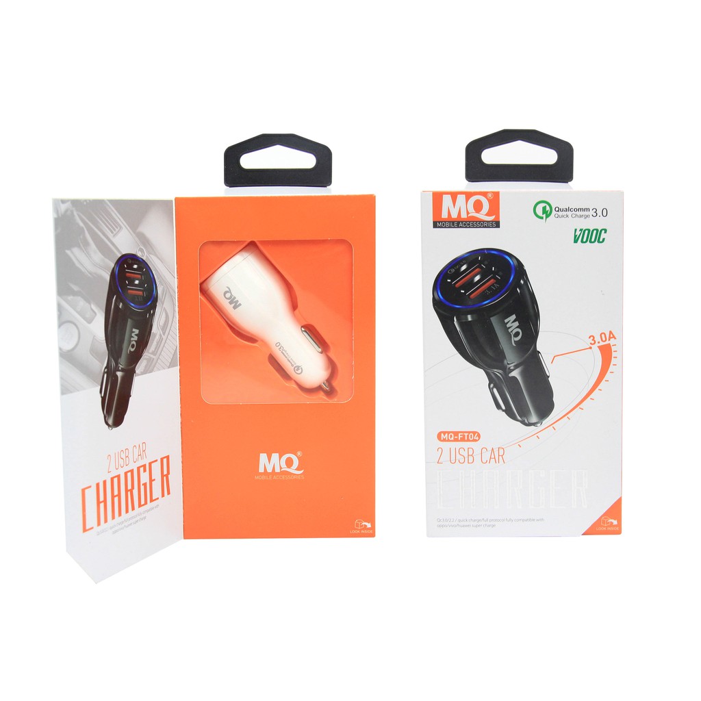 MQ Charger Mobil Dual USB Slot Output QC 3.0A Fast Charging - garansi 1 tahun