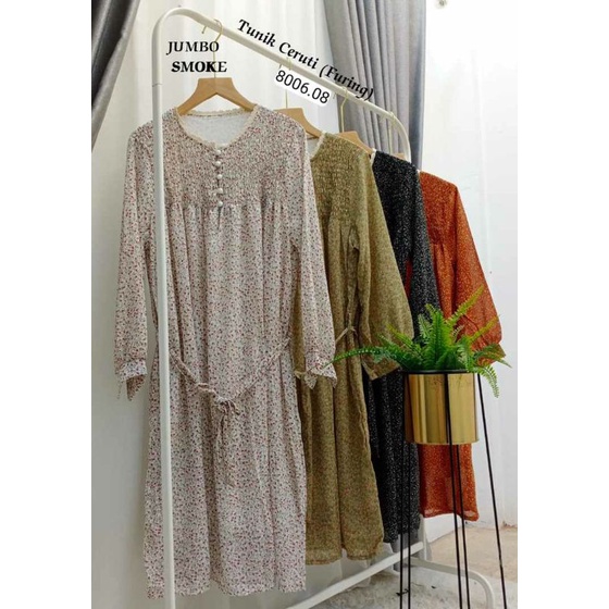 Tunik Ceruty Motif Bunga Jumbo