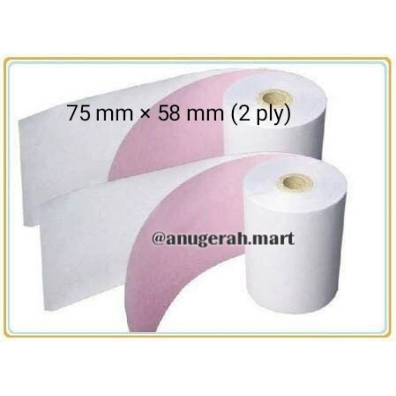 

Kertas struk 2 ply / telestrook / telestruk / kertas kasir 75×58 (2ply)