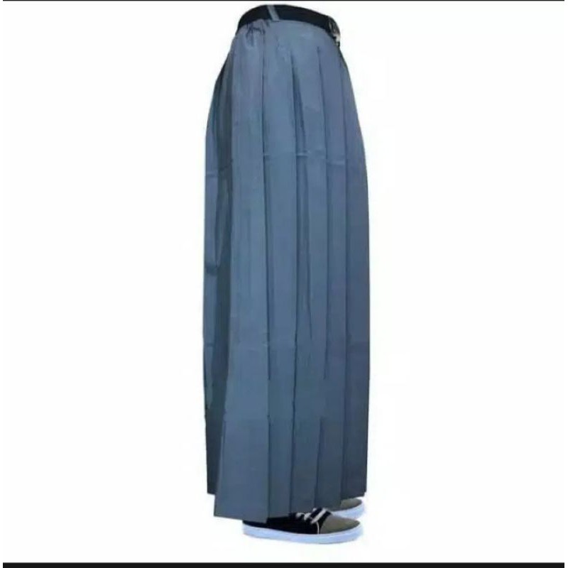Rok Sekolah SMP SMA Rampel banyak Biru Putih Hitam Coklat Abu  S M L XL XXL Panjang Murah bahan Licin-Abu