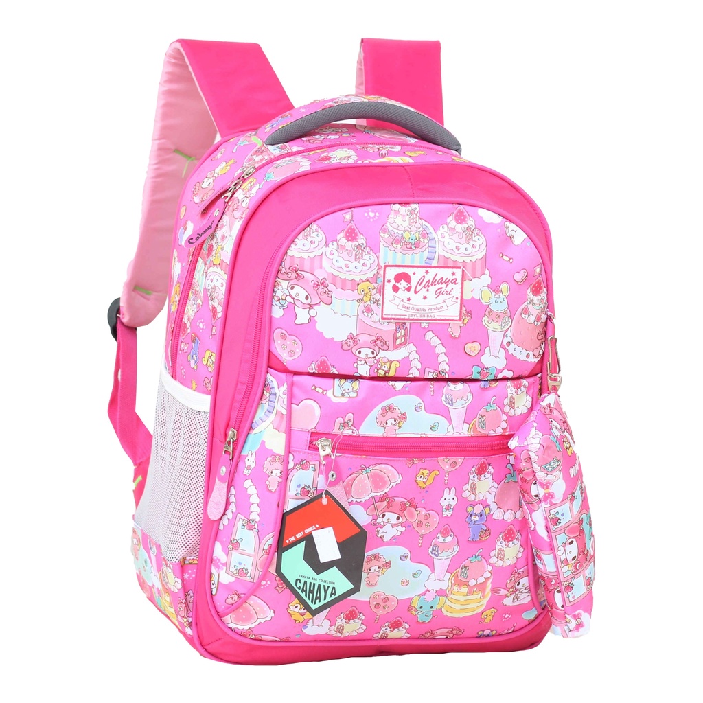 Tas Ransel Permpuan SD Bonus Tempat Pensil Jas Hujan Tas Tas Anak Perempuan My Melody Princess Unicon Cute BONUS Raioncover Jas Hujan Cute TK SD Ransel Gendong Cewek Cantik Gambar Kartun Lucu Imut Keren Murah Awet
