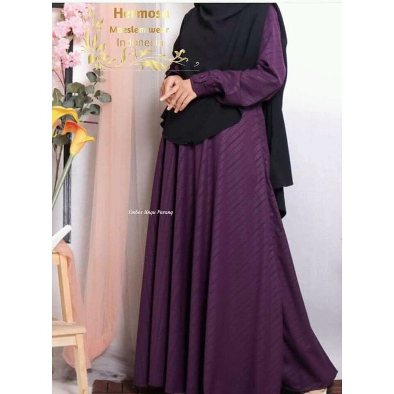Gamis embos wolfis/gamis embos murah/gamis embos wolfis hermosa/gamis ungu/gamis murah/gamis kekinia