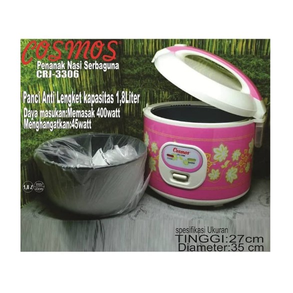 CRJ3306 Rice Cooker Cosmos / Magic Com Cosmos / Penanak Nasi Serbaguna