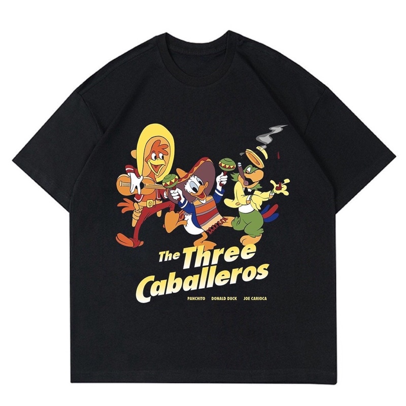 KAOS THREE CABALLEROS VINTAGE | T-SHIRT VINTAGE WALT DISNEY DUCK | BAJU HITAM DISNEY DUCK OVERSIZE