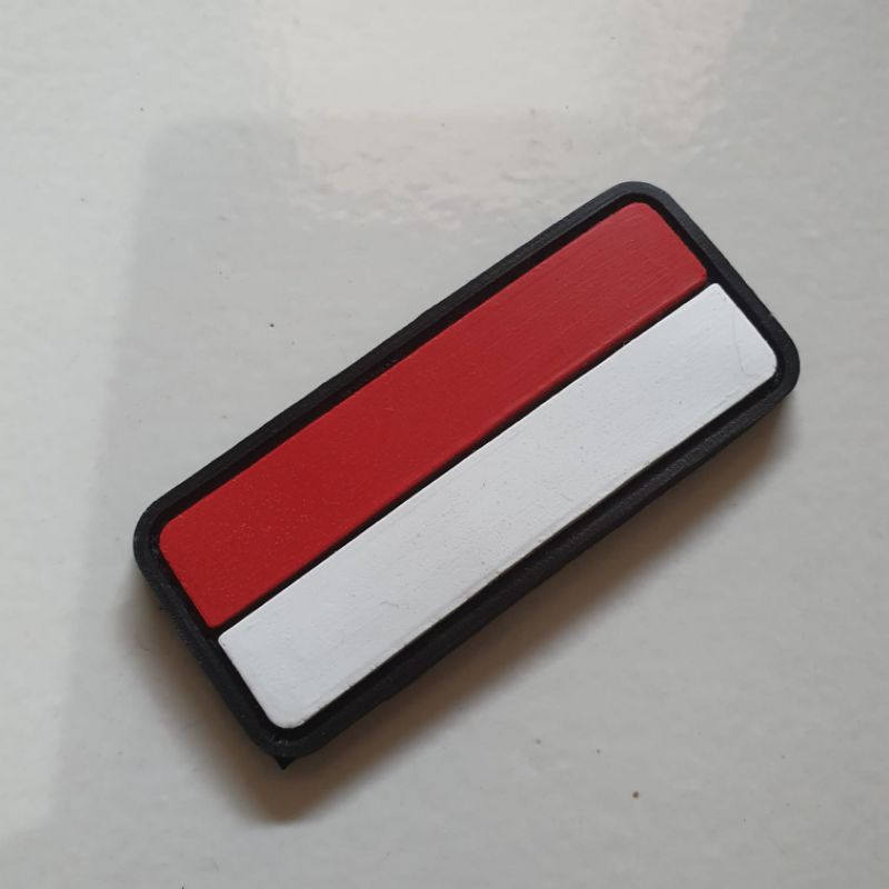 patch rubber logo bendera merah putih indonesia kecil / tempelan emblem karet velcro