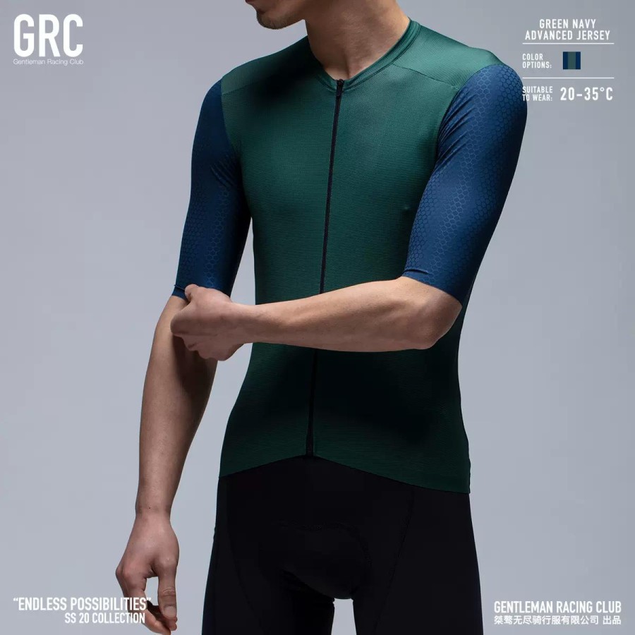 Jersey Sepeda Pria Green Navy Advanced Jersey Jersey GRC cycling