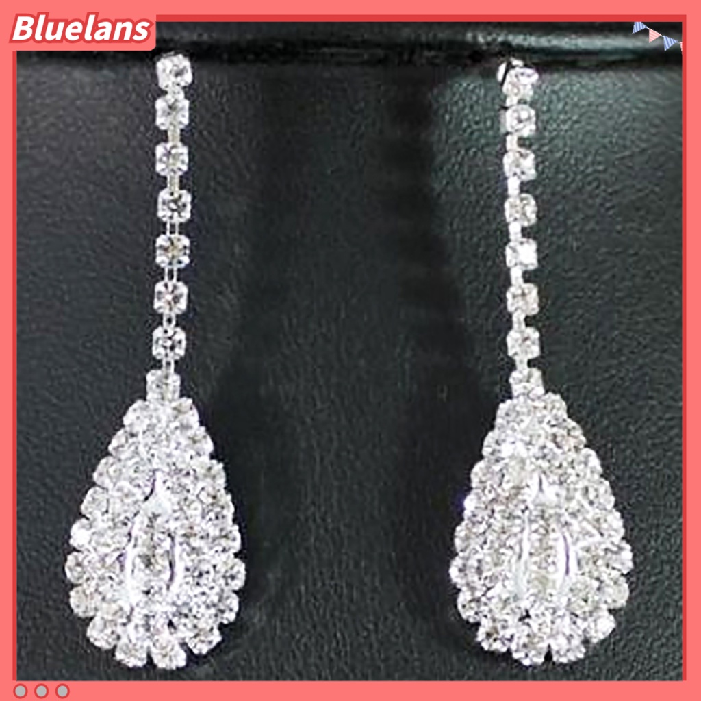 Bluelans Water Drop Pendant Charming Exquisite Rhinestone Rhinestone Waterdrop Necklace Earring Set Prom Party