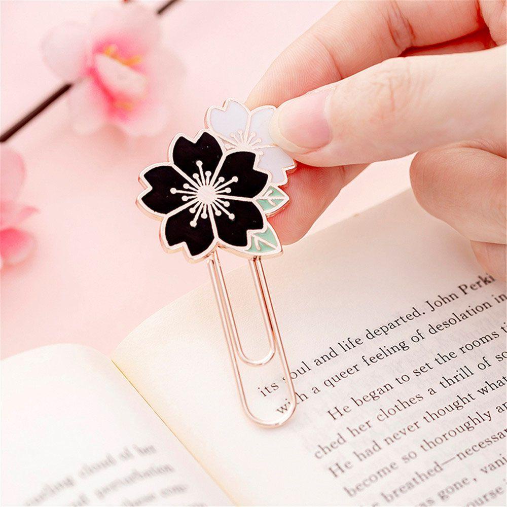 [Elegan] Bookmark Gift Decor Kreatif Warna-Warni Logam Sakura Perlengkapan Kantor Sekolah