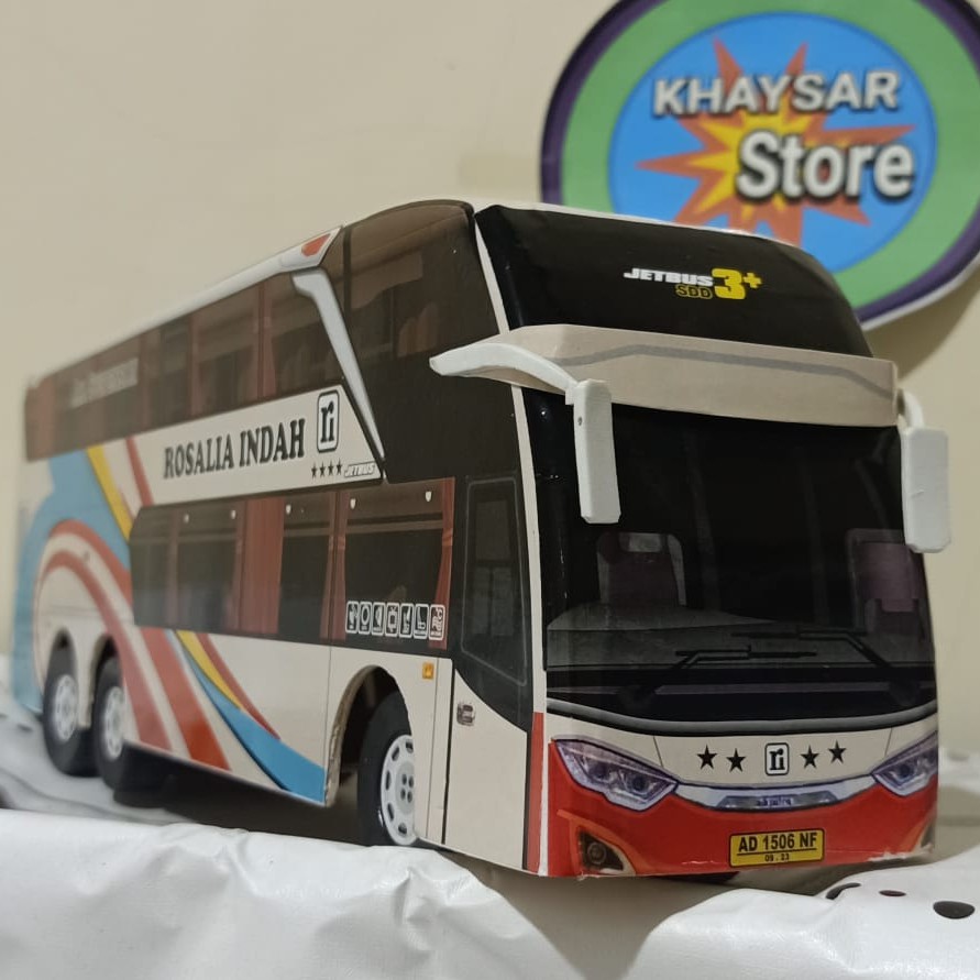 miniatur bus bis mainan bus bis double deker Rosalia indah