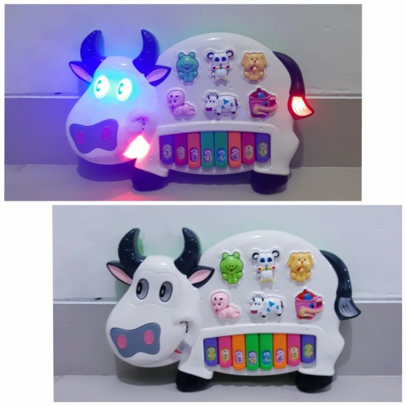 Mainan Piano Sapi Anak Batre - Musik Cow Keyboard Baterai Edukatif