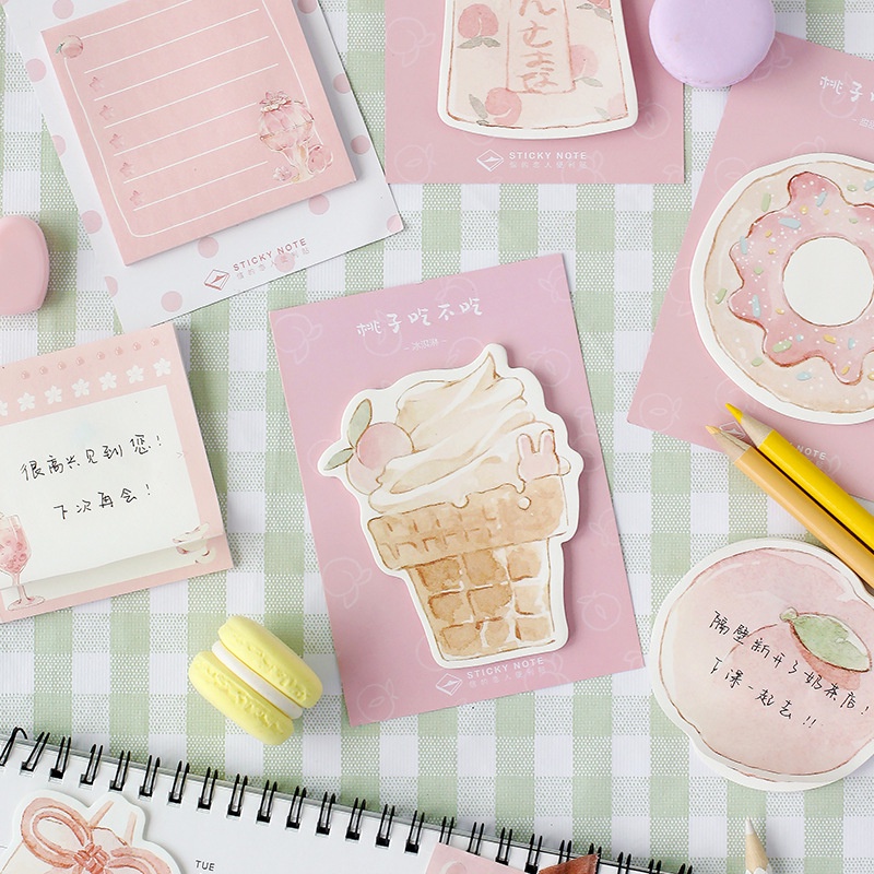 30 Pcs/set Korean Style Pink Peach Pattern Cute Creative Memo Pads Sticky Note Office School Supplies