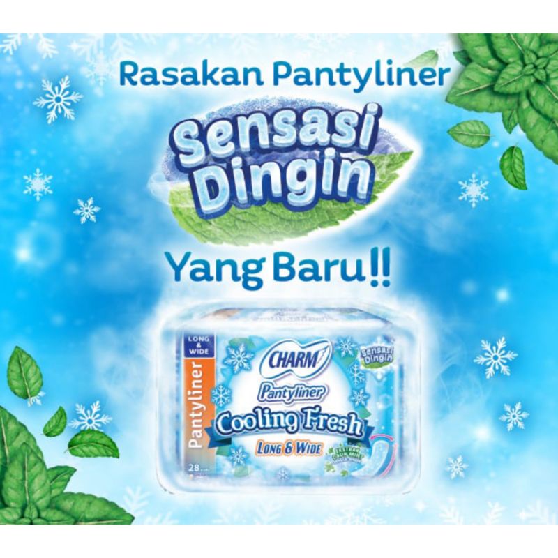 Charm Cooling Fresh Pantyliner Long &amp; Wide isi 28 pads Pembalut Wanita