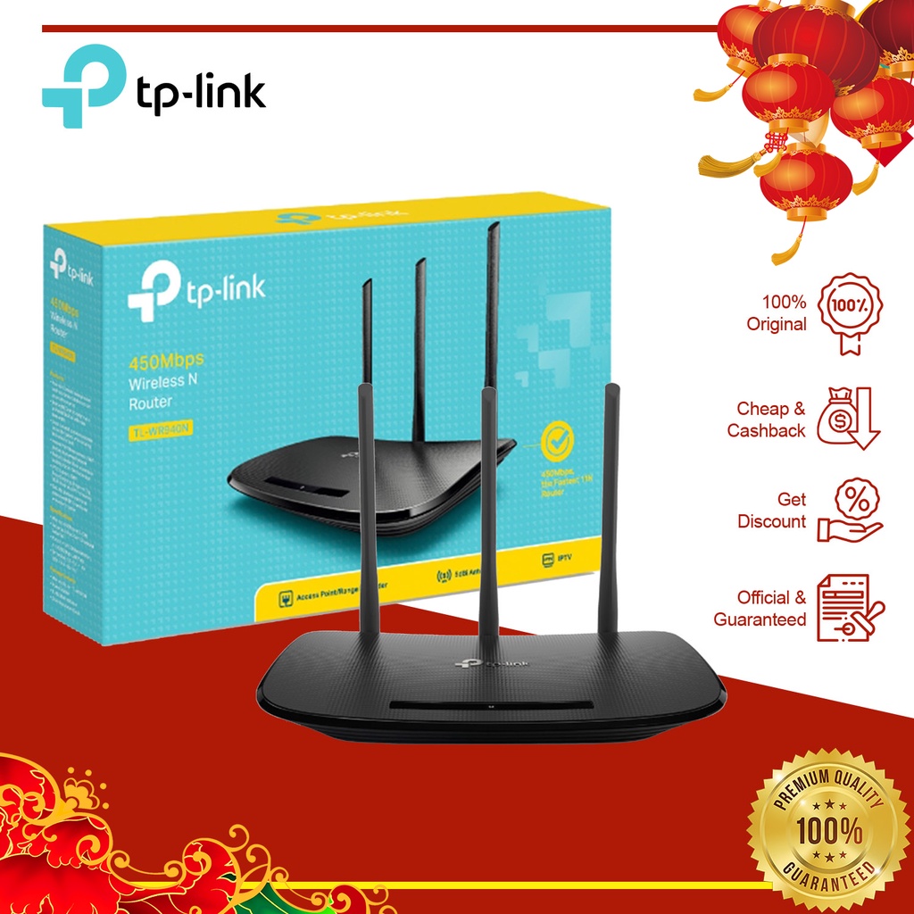 Tp Link Tl WR940N Wireless WiFi Router 450Mbps 3 Antena Router wifi extender TP link Wr940N Original