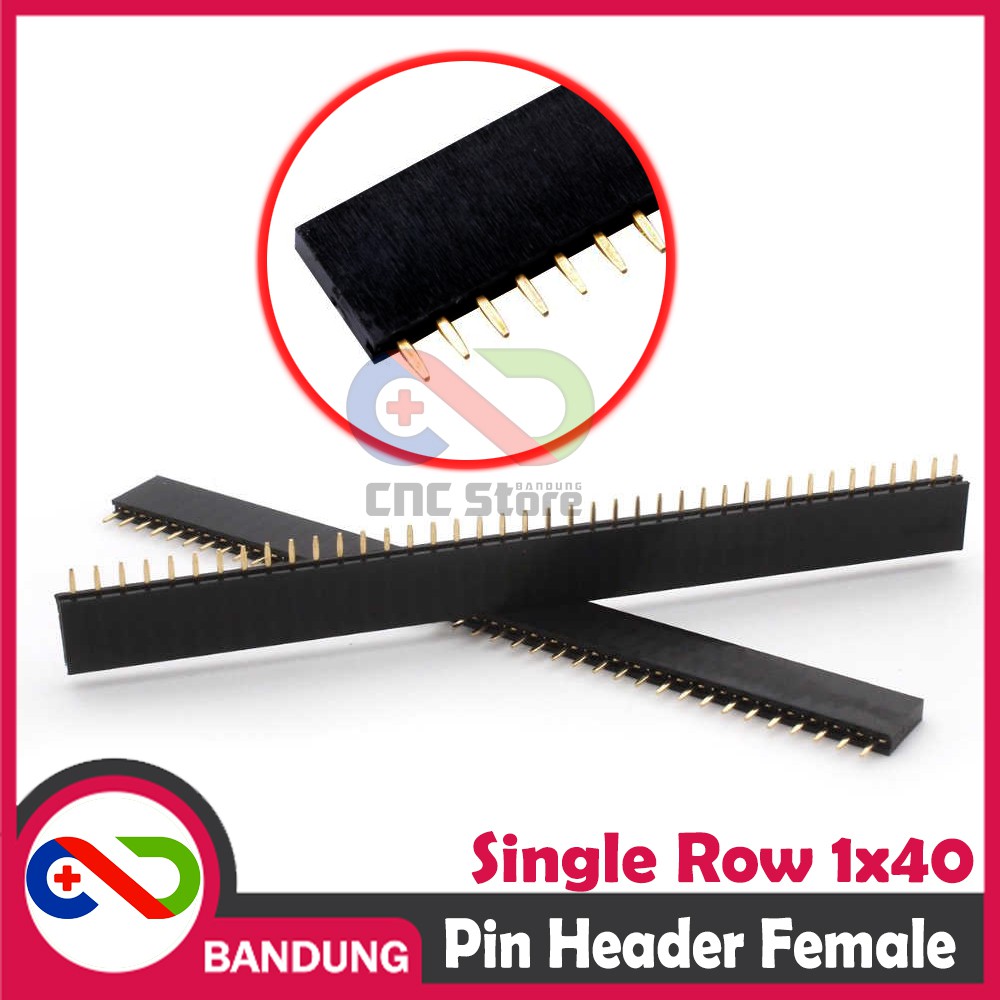 PIN HEADER FEMALE STRIP SINGLE ROW 1X40 2.54MM BLACK HITAM