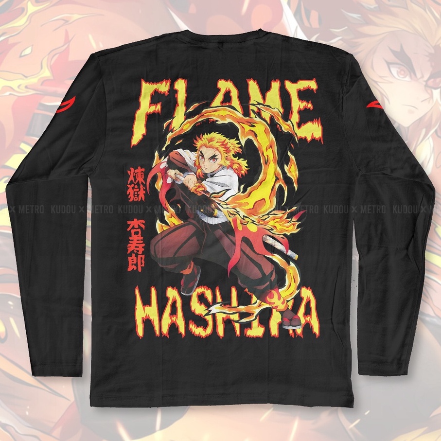 Longsleeve Rengoku Flame Hashira Anime Manga Demon Slayer Kimetsu No Yaiba Unisex