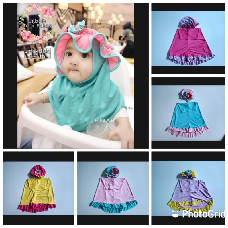 Jilbab Topi Polos Anak Bayi Usia 0-3 Tahun Premium | Hijab Tk Baby Perempuan Newborn Lucu Kerudung Sekolah Lembut Sd  Terbaru