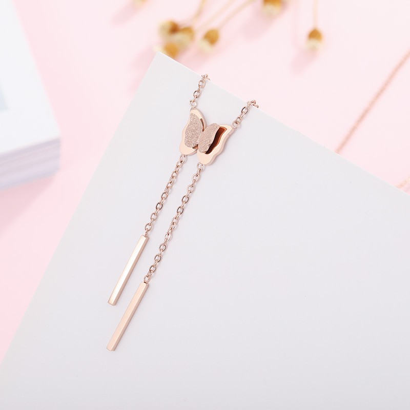 Kalung murah model kupu kupu cantik bahan titanium mini korea hadiah cewek anti karat KK153