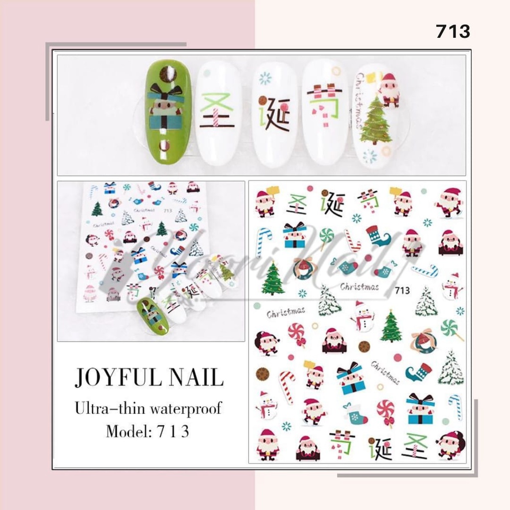 Nail Sticker Christmas Stiker Kuku Christmas Stiker Natal Stikers Imlek Nail Sticker