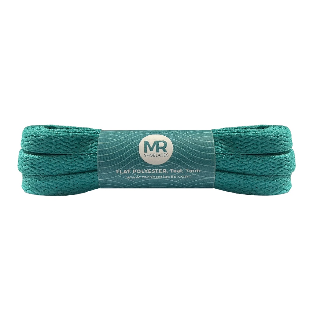 MR Shoelaces FP52 Teal (Biru Kehijauan) Tali Sepatu Polyester Pipih Flat 7mm 80cm 90cm 100cm 120cm 130cm 150cm 180cm 200cm untuk Sneakers - Premium Shoelace
