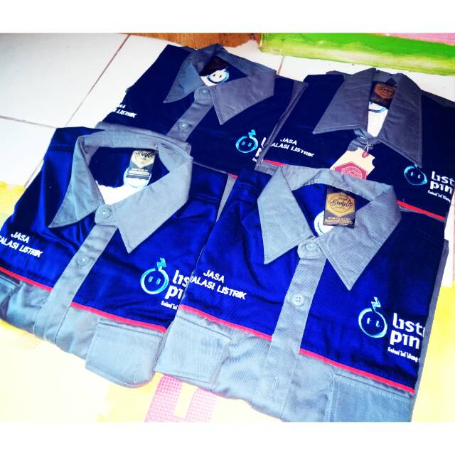 Baju PLN lengan panjang biru abu