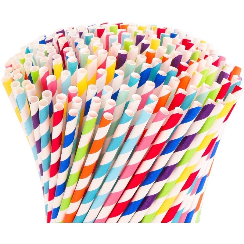 HADIAH GRATIS Sedotan Minuman Kertas Motif Paper Straw 1 pack