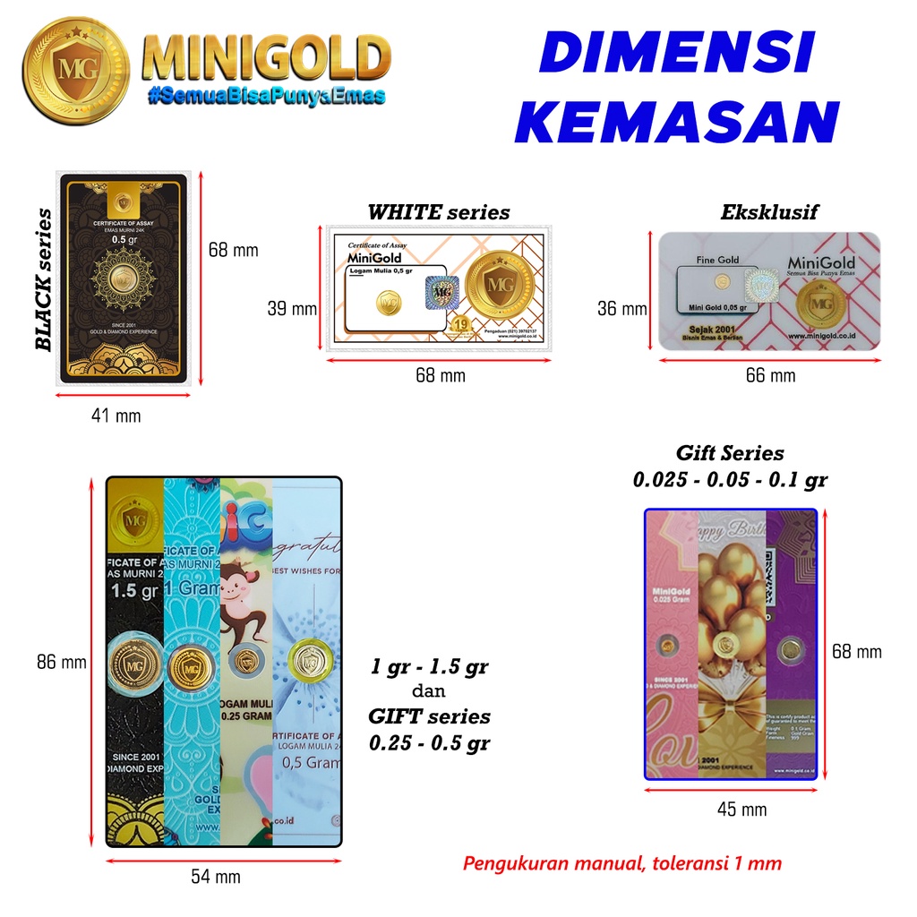 Minigold 0.5 gram BLACK Series Emas Murni Logam Mulia 24 Karat 0,5 gr