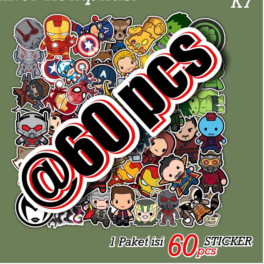 

[KODE L9VBB] [ MAC ] 60 PCS STICKER SUPERHERO SUPERMAN HULK KAPTEN AMERIKA THOR LUCU AESTHETIC ANTI AIR UNTUK LAPTOP CASE TUMBLER KOPER HP - K7