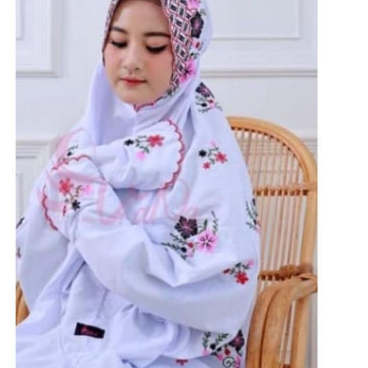 Hemat Terkini MUKENA TERUSAN PUTIH KATUN BORDIR LAJURAN REMAJA DEWASA SANTRI PESANTREN produck terba