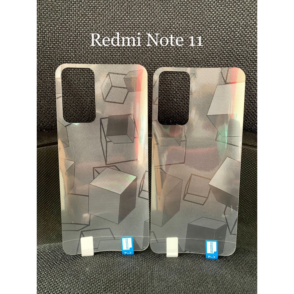 REDMI NOTE 11 NOTE 11 PRO NOTE 11 PRO 5G NOTE 10 10S 10 PRO 10 5G ANTI GORES SKIN BELAKANG GLITTER CUBE 3D, GARSKIN BACK MOTIF GLITTER CUBE KOTAK TRANSPARAN PLASTIK PELINDUNG BELAKANG ANTI JAMUR