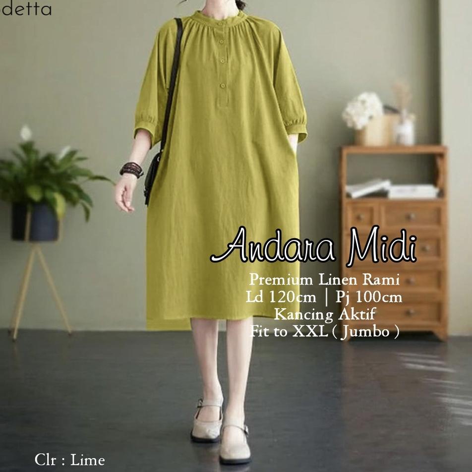 Siap Kirim Midi Dress Jumbo Bigsize Wanita Terbaru ANDARA