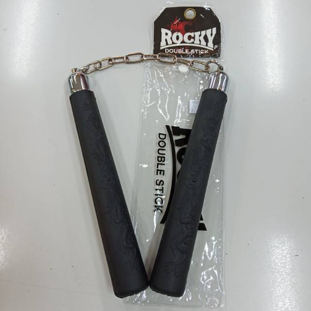Double doble dobel stick stik nunchaku toya rubber karet rocky roki