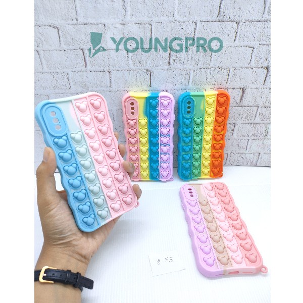 Silicone Case Pop It IPhone XS - Case Penghilang Stress Rainbow