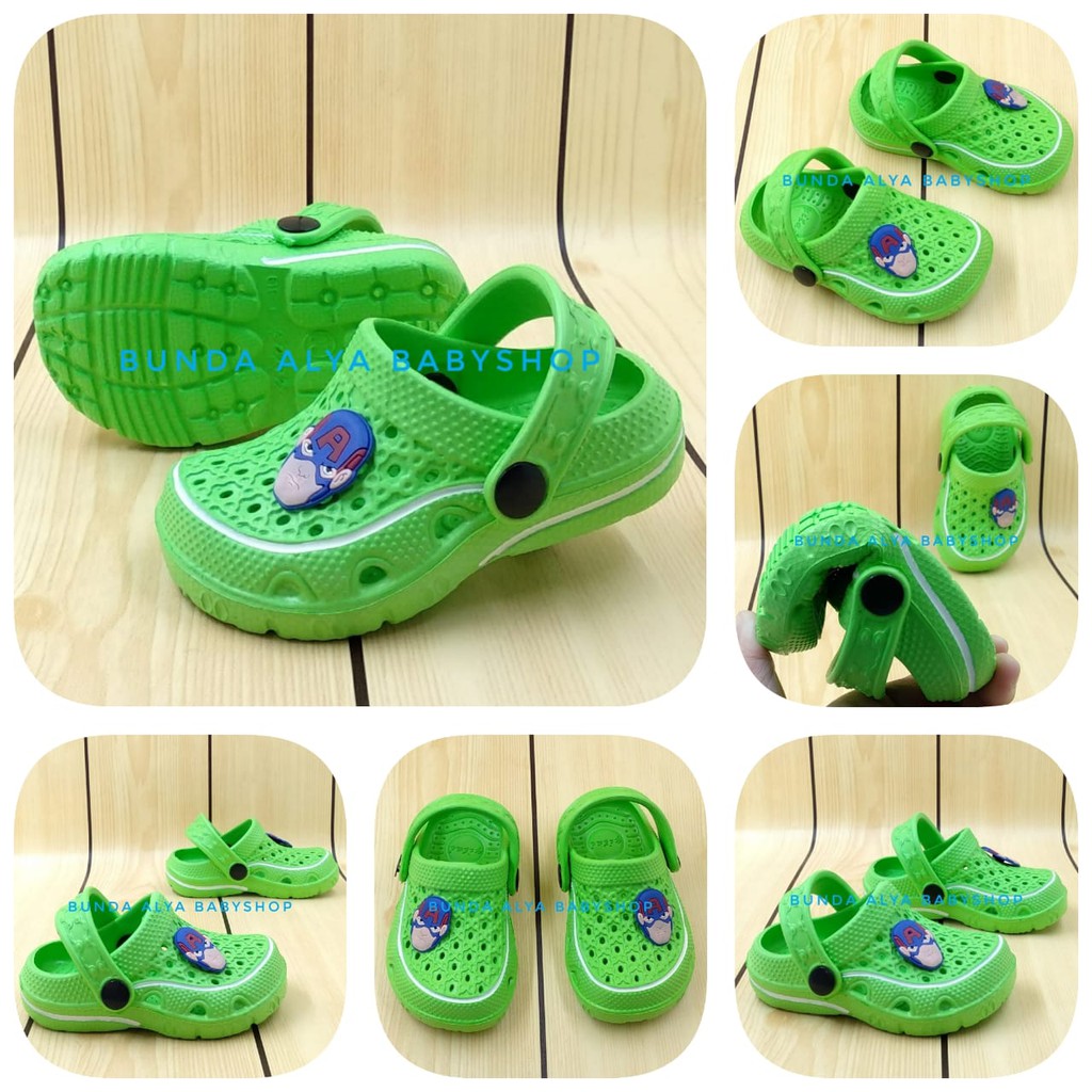 Sendal Anak Laki Laki Usia 6 Bulan 1 2 Tahun Karet HIJAU Superhero - Sepatu Sandal Anak Cowok Anti Licin Superhero Size 18 - 23