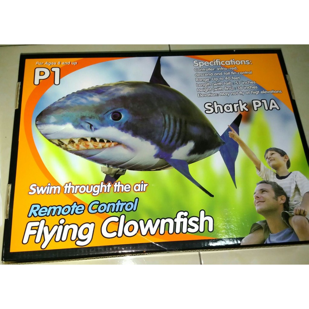 remote control flying white shark