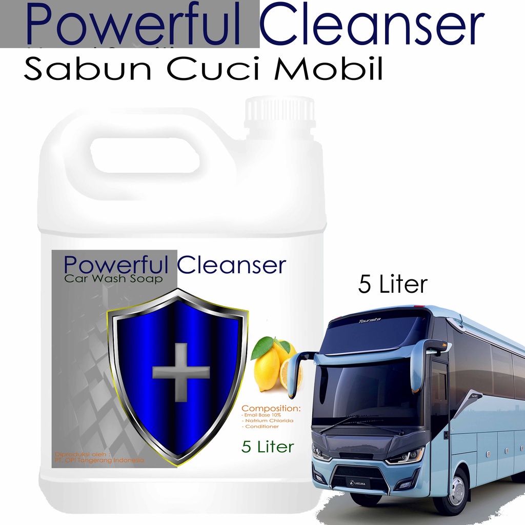 Sabun Mobil 1 Liter dan 5 Liter cair Powerful Cleanser untuk mencuci mobil kesayangan andabaru by Ovelly shop sudah ada izin edar resmi by Oke sabun suplayer