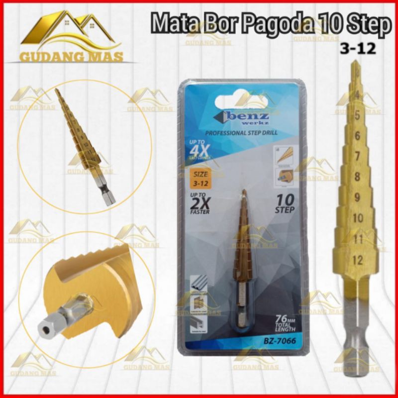 Mata Bor Besi Pagoda 3mm - 12mm / Mata Bor Piramid / Mata Bor Ulir