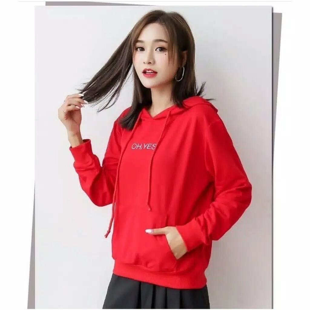 Lilipop.id Sweater Hoodie Wanita Oh Yes Jumper