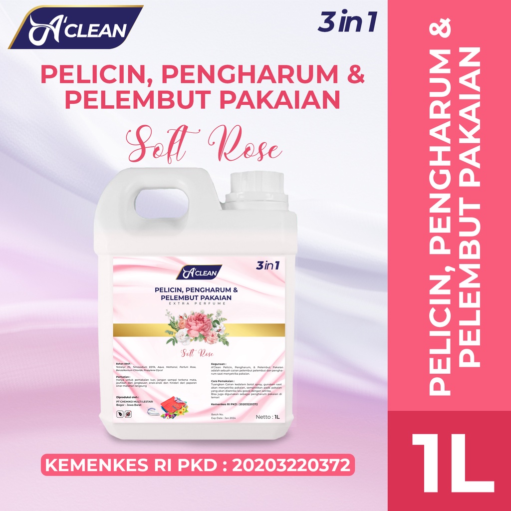 Pelicin Setrika &amp; Pakaian / Pengharum dan Pelembut Pakaian &amp; Laundry 1000ml Amorens A Clean Care [1 Liter]