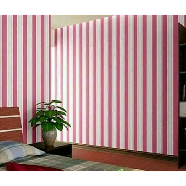 Wallpaper sticker Garis Pink 45 cm x 9 meter / walpaper dinding