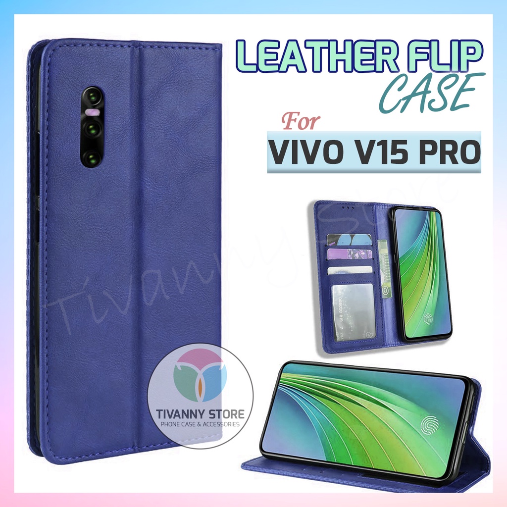 Leather Flip Case VIVO V15 PRO / Wallet Leather Case / Casing Hape Dompet Kulit Slot Sim Card / SARU
