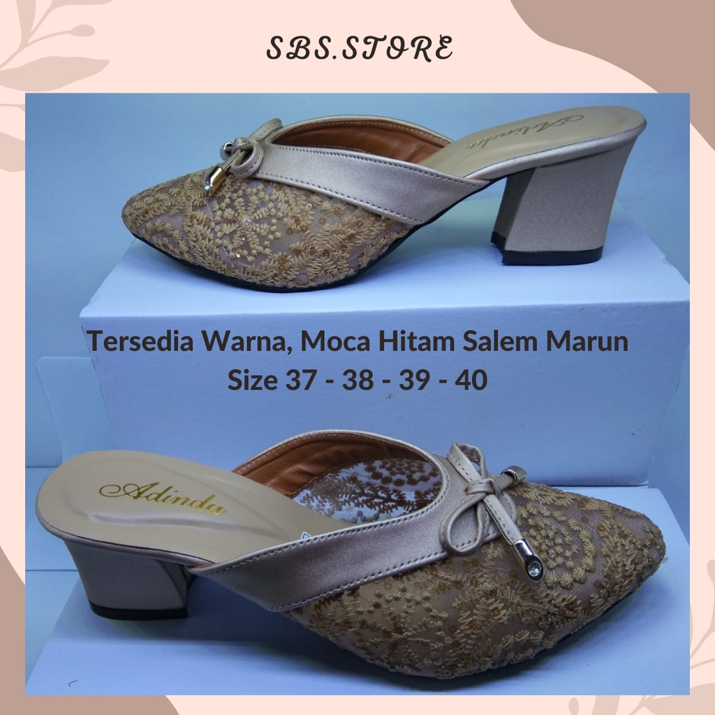 Sandal sepatu balet hak tahu 5cm Bustong Brukat Mewah dan Murah/sandal wanita terbaru/sandal pesta/wedges/high heels