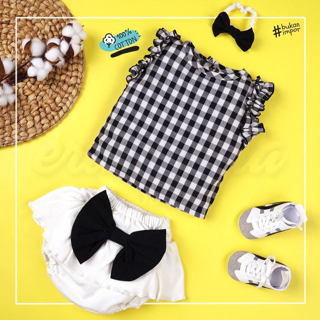 ⭐️ baju bayi setelan bayi setelan anak cewe 1y 2y 3y black white⭐️