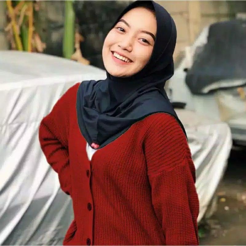 ELLENA BASIC OUTWEAR (7 GET) / MIDI KARDIGAN /RAJUT PREMIUM / BASIC outer-maroon