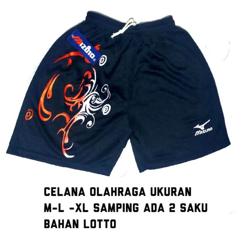 Celana olahraga bola voly badminton kolor Mizuno dua saku