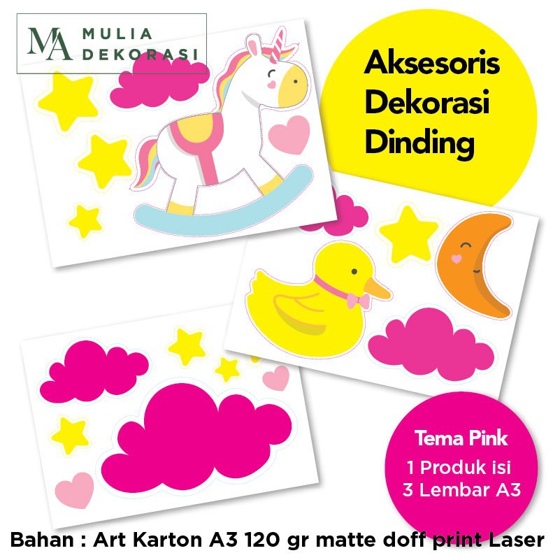 Aksesoris Dekorasi Dinding Aqiqah Khitan Ulang Tahun Laser A3 Sticker Paper 150gram 3 LEMBAR