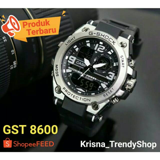 Jam Tangan G-Shock GST 8600 " Black Ring Silver " Stylish & Modis. ANTI AIR . Free Box & Baterai