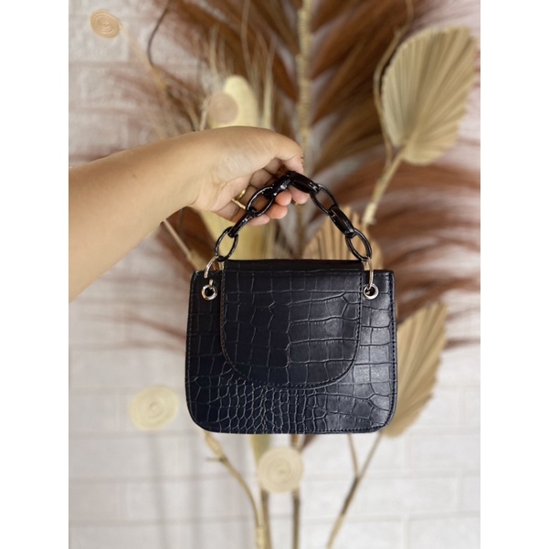 Tas Mini Croco Rantai Black