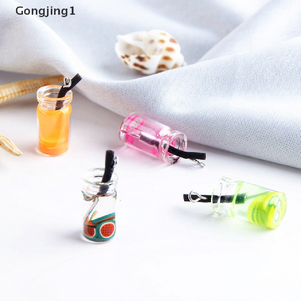 Gongjing1 5Pcs / Set Liontin Bentuk Botol Buah Bahan Resin Untuk Kerajinan Tangan / Perhiasan DIY